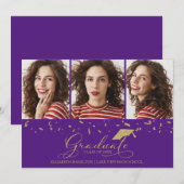High School Afstuderen Aankondiging 3 Fotokaart (Voorkant / Achterkant)