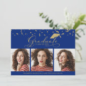 High School Afstuderen Aankondiging 3 Fotokaarten (Staand voorkant)