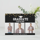 High School Afstuderen Aankondiging 3 Fotokaarten (Staand voorkant)