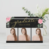 High School Afstuderen Aankondiging 3 Fotokaarten (Staand voorkant)