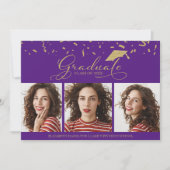 High School Afstuderen Aankondiging 3 Fotokaarten (Voorkant)