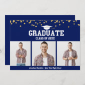 High School Afstuderen Aankondiging 3 Fotokaarten (Voorkant / Achterkant)
