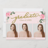 High School Afstuderen Aankondiging 3 Fotokaarten (Voorkant)