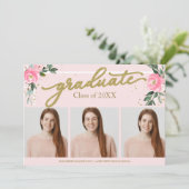 High School Afstuderen Aankondiging 3 Fotokaarten (Staand voorkant)