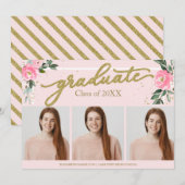 High School Afstuderen Aankondiging 3 Fotokaarten (Voorkant / Achterkant)