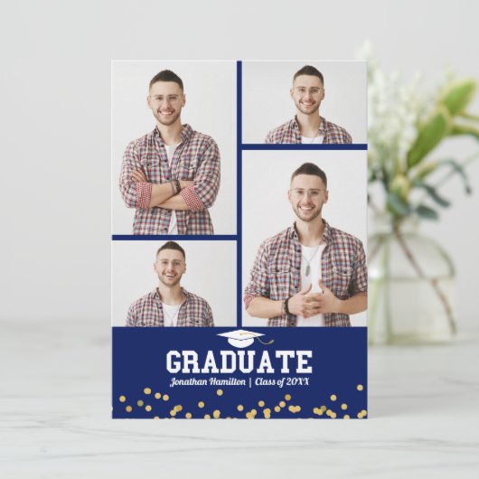 High School Afstuderen Aankondiging 4 Foto (Staand voorkant)