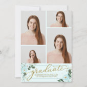 High School Afstuderen Aankondiging 4 Foto Bloemen (Voorkant)