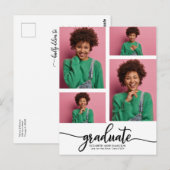 High School Afstuderen Aankondiging 4 Foto Briefkaart (Voorkant / Achterkant)