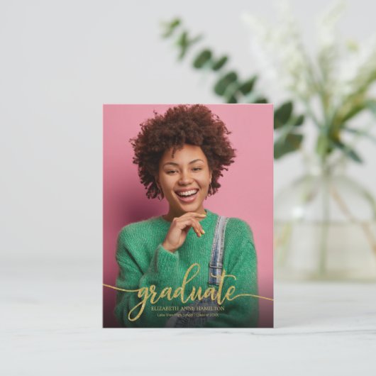 High School Afstuderen Aankondiging Eenvoudige Chi Briefkaart (Staand voorkant)