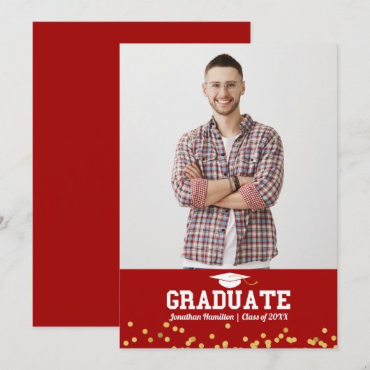 High School Afstuderen Aankondiging Foto (Voorkant / Achterkant)