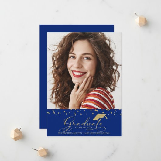 High School Afstuderen Aankondiging Foto (Voorkant / Achterkant in situ)