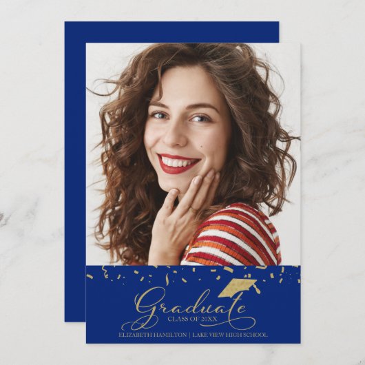 High School Afstuderen Aankondiging Foto (Voorkant / Achterkant)