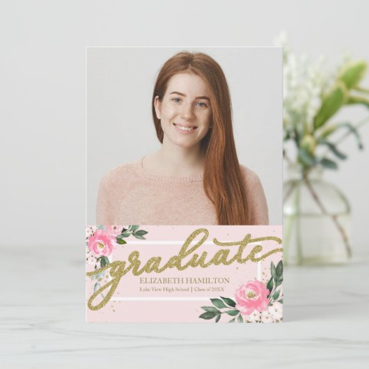 High School Afstuderen Aankondiging Fotokaart (Staand voorkant)