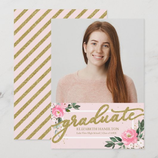 High School Afstuderen Aankondiging Fotokaart (Voorkant / Achterkant)