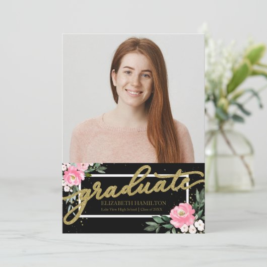 High School Afstuderen Aankondiging Fotokaart (Staand voorkant)