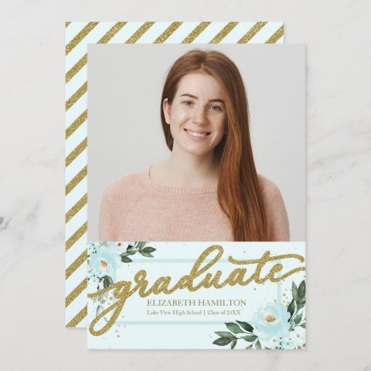 High School Afstuderen Aankondiging Fotokaart (Voorkant / Achterkant)