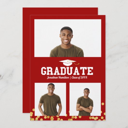 High School Afstuderen Aankondiging Fotokaarten (Voorkant / Achterkant)