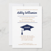 High School Afstuderen Aankondiging Pet Navy Gold (Voorkant)