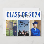 High School Afstuderen Blauw Fotocollage Aankondiging (Voorkant)