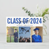 High School Afstuderen Blauw Fotocollage Aankondiging (Staand voorkant)