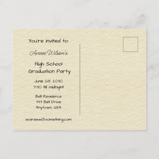 High School Afstuderen Celebration Uitnodiging Briefkaart (Achterkant)