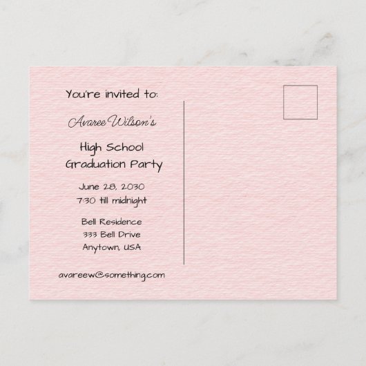 High School Afstuderen Celebration Uitnodiging Briefkaart (Achterkant)
