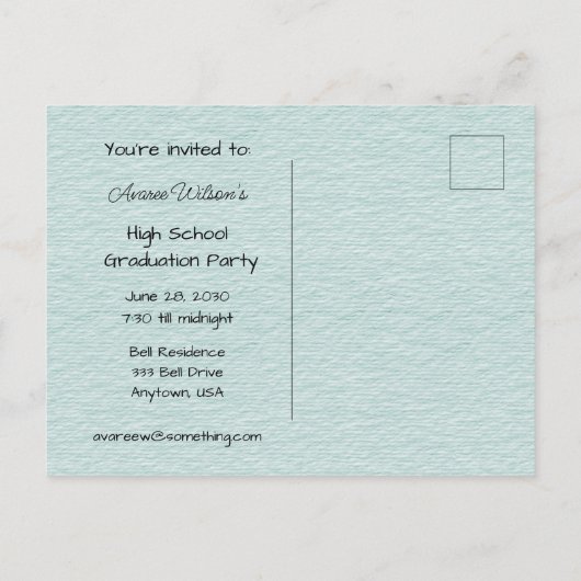 High School Afstuderen Celebration Uitnodiging Briefkaart (Achterkant)