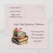High School Afstuderen Celebration Uitnodiging Briefkaart (Voorkant / Achterkant)