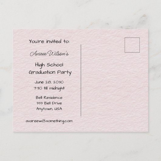 High School Afstuderen Celebration Uitnodiging Briefkaart (Achterkant)