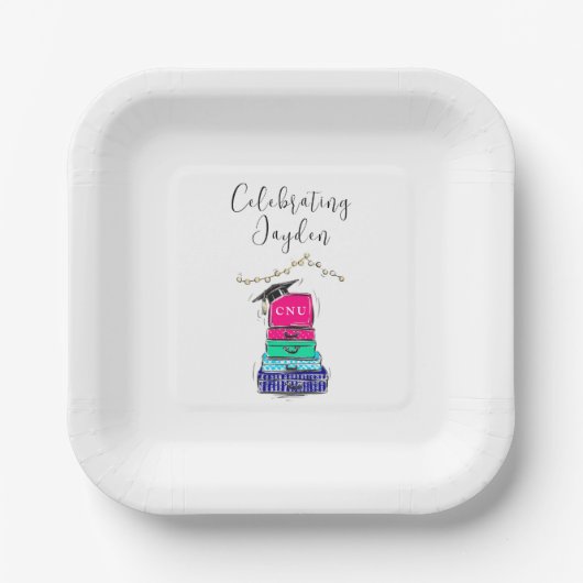 High School Afstuderen College Koffers Jaar Papieren Bordje (Voorkant)