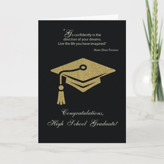 High School Afstuderen Gefeliciteerd Black Gold Kaart (Voorkant)