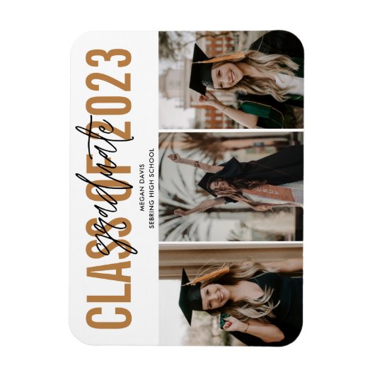 High School Afstuderen Gold Foto Magneet (Verticaal)