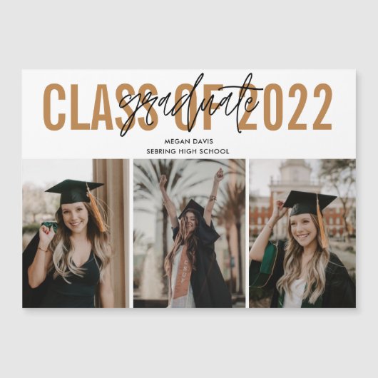 High School Afstuderen Gold Photo Magnet (Voorkant)
