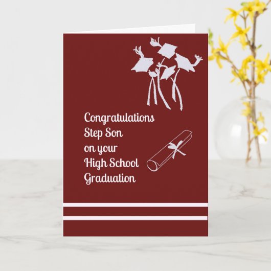 High School Afstuderen Kaart voor Step Son (Gele Bloem)