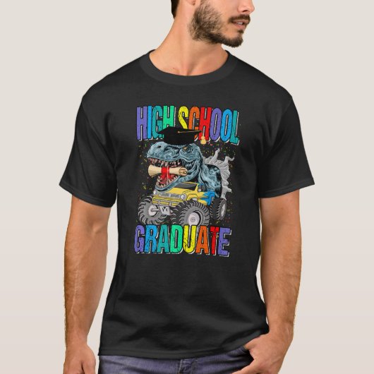 High School Afstuderen Monster Truck Dinosaur Grad T-shirt (Voorkant)