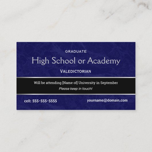 High School Afstuderen Name Cards - 2010 Contactkaartje (Achterkant)