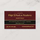 High School Afstuderen Name Cards - 2010 Contactkaartje (Achterkant)