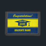 High School afstuderen Senior Klasse van 2025 cade Drievoud Portemonnee<br><div class="desc">High School afstuderen senior Klasse van 2025 cadeau Trifold geld portemonnee met klittenband. Aangepast ontwerp met gepersonaliseerde naam en kwastje pet logo. Voeg je eigen felicitaties en bericht toe. Handig aandenken cadeau voor het afstuderen senior, college afstudeerder of universiteitsstudent. Wijzig het aantal om de goedkope bulk korting prijs te krijgen....</div>