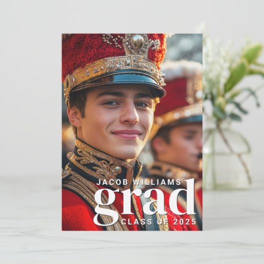 High School Band Modern 2 Foto Afstuderen Aankondiging (Staand voorkant)