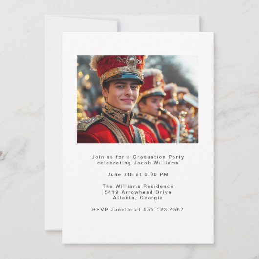 High School Band Modern 2 Foto Afstuderen Party Kaart (Achterkant)