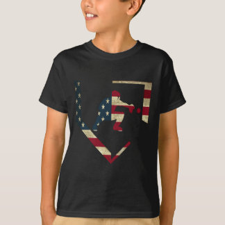 High School Baseball Catcher Gear American Flag Gi T-shirt