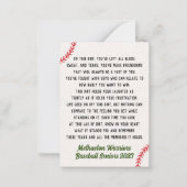 High School Baseball Senior Cadeft Memory Kaart Notitiekaartje (Voorkant)