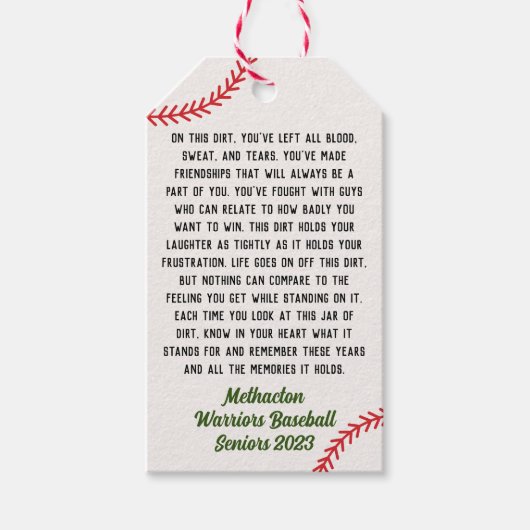 High School Baseball Senior Cft Memory Cadeaulabel (Voorkant)