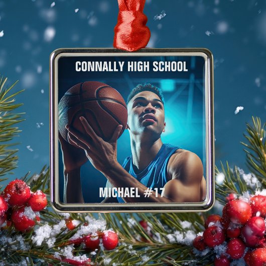 High School Basketball Player Photo Christmas Metalen Ornament