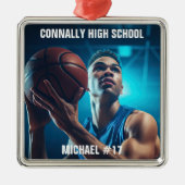 High School Basketball Player Photo Christmas Metalen Ornament (Voorkant)