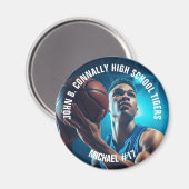 High School Basketball Player Photo Keepsake Magneet (Voorkant / Achterkant)