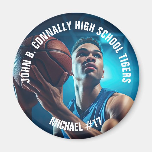 High School Basketball Player Photo Keepsake Magneet (Voorkant)