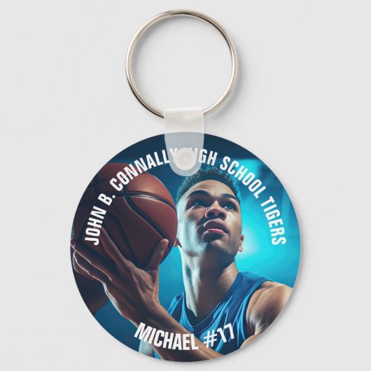 High School Basketball Player Photo Keepsake Sleutelhanger (Voorkant)
