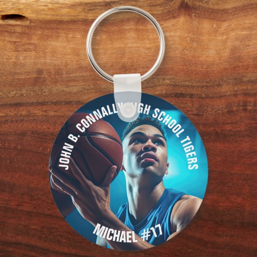 High School Basketball Player Photo Keepsake Sleutelhanger (Voorkant)