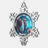 High School Basketball Player Photo Tin Sneeuwvlok Ornament (Rechts)